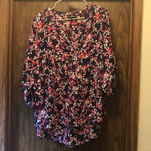 Roll-Tab Floral Top